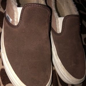 RARE brown suede fuzzy vans